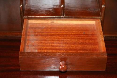 A remarkable vintage Mahogany "Regency" Queen Anne fall-top writing bureau with a large drawer