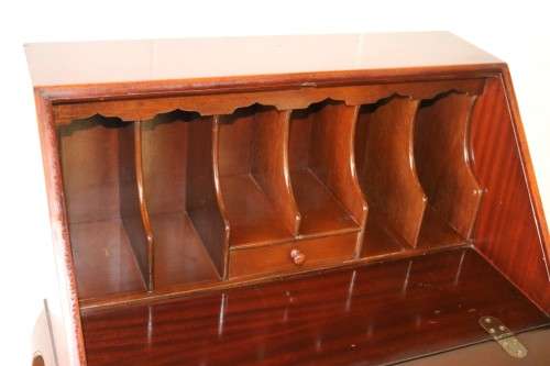 A remarkable vintage Mahogany "Regency" Queen Anne fall-top writing bureau with a large drawer