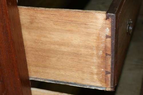 An extraordinary LARGE vintage five-drawer Teak chest of drawers with ornate handles - amazing!