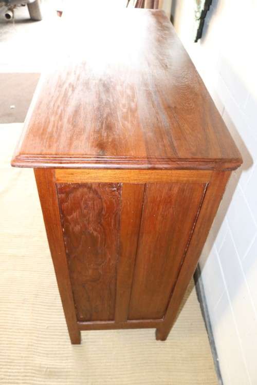 An extraordinary LARGE vintage five-drawer Teak chest of drawers with ornate handles - amazing!