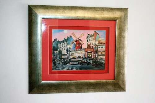 A superb "Moulin Rouge" painting print framed in a broad gold frame w/ a red borders - RS17Sale