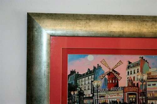 A superb "Moulin Rouge" painting print framed in a broad gold frame w/ a red borders - RS17Sale