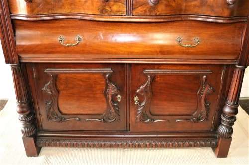 A magnificent hand carved Victorian, early Art Nouveau (c1890) antique Rosewood chiffonier - WOW!!