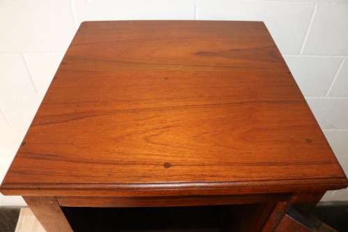 Awesome solid Teak pedestal cabinet with incredible stained glass panels and ornate handle!