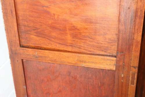 Awesome solid Teak pedestal cabinet with incredible stained glass panels and ornate handle!
