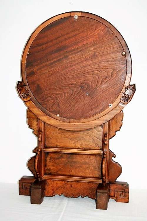 A spectacular XL antique oriental hand-carved Elm-wood "Chinoiserie" dressing table mirror - RS17M