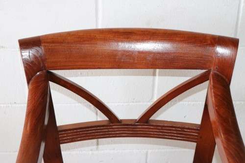 Two amazing vintage solid Teak rattan-seat "Colonial Style" armchairs/ carvers - stunning!