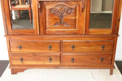 **RS17_Clearance** Victorian hand carved Art Nouveau (c1890) large walnut "Armoire" wardrobe
