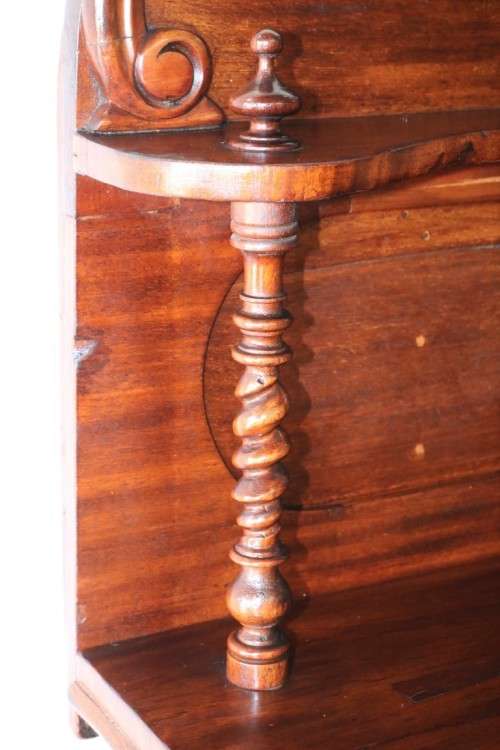 A supeb hand carved mid-Victorian (c1870) antique Mahogany chiffonier with barley twist uprights