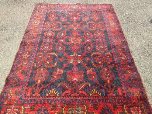 An amazing vintage Persian Carpet (1.9m x 1.4m) in deep red, blue and black detailing - wow!