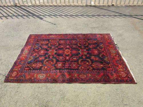 An amazing vintage Persian Carpet (1.9m x 1.4m) in deep red, blue and black detailing - wow!