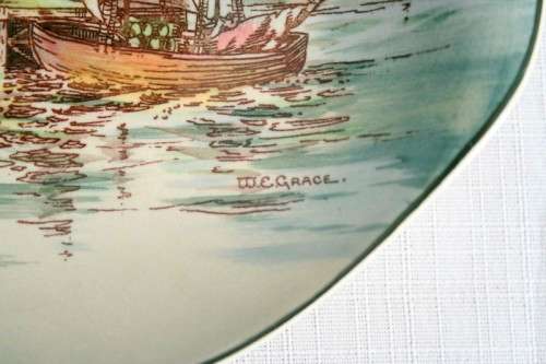 A gorgeous vintage (1954) Royal Doulton "Home Waters" (D6434) plate by Royal Doulton artist WE Grace