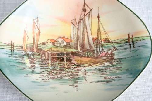 A gorgeous vintage (1954) Royal Doulton "Home Waters" (D6434) plate by Royal Doulton artist WE Grace
