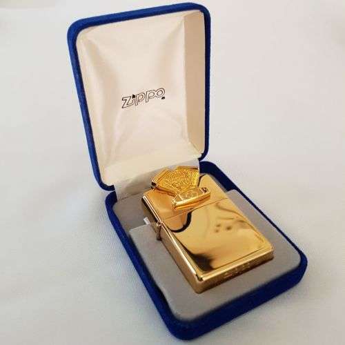 A mega-rare 1995 gold plated Zippo limited edition Harley Davidson "Sculpture V2 Engine" lighter