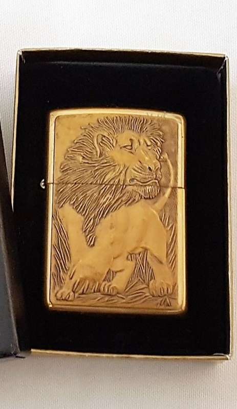 A remarkable c1998 Zippo Barrett Smythe limited edition "Endangered Animals" Lion brass lighter