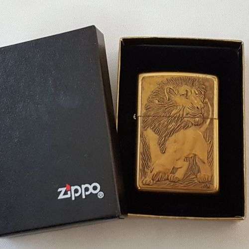 A remarkable c1998 Zippo Barrett Smythe limited edition "Endangered Animals" Lion brass lighter
