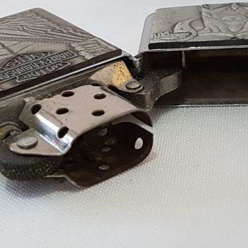 An awesome RARE chromed Barrett Smythe "Harley Davidson" Macho Man Zippo lighter