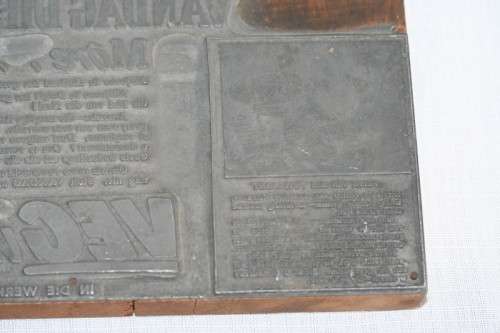 A spectacularly rare antique WWII German (Afrikaans) Nazi Pewter propaganda printing plate