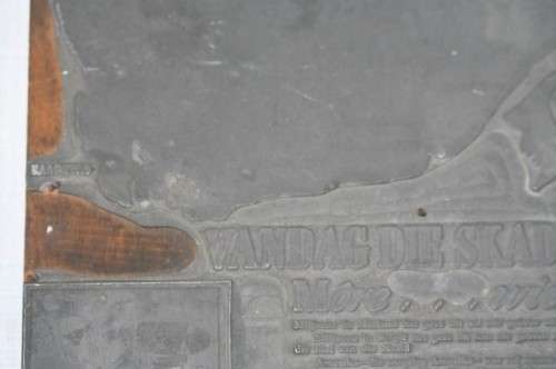 A spectacularly rare antique WWII German (Afrikaans) Nazi Pewter propaganda printing plate