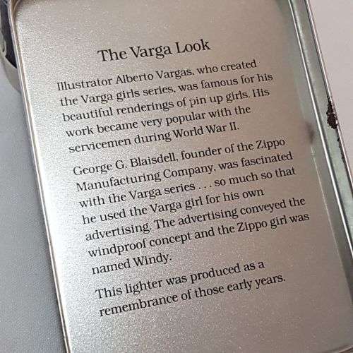 A magnificent 1993 "The Varga Girl 1935" Zippo windproof lighter in original box - very collectable!