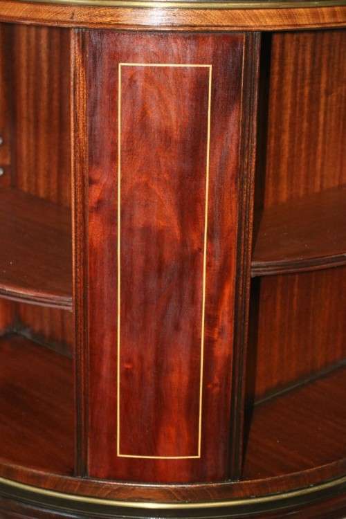 An superb Edwardian (c1910) Mahogany rotating bookcase w/ a solid marble top & marquetry inlays!!