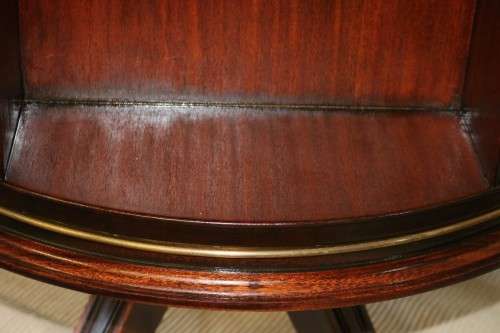 An superb Edwardian (c1910) Mahogany rotating bookcase w/ a solid marble top & marquetry inlays!!