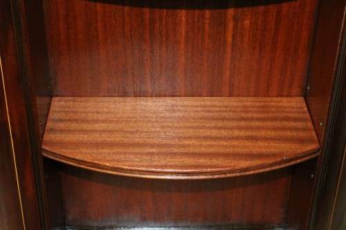 An superb Edwardian (c1910) Mahogany rotating bookcase w/ a solid marble top & marquetry inlays!!