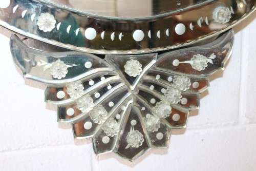 A magnificent LARGE vintage Venetian shield shaped mirror w/ amazing ornate etched detailing - WOW!!