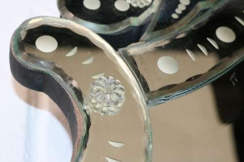 A magnificent LARGE vintage Venetian shield shaped mirror w/ amazing ornate etched detailing - WOW!!