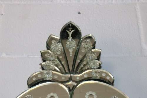 A magnificent LARGE vintage Venetian shield shaped mirror w/ amazing ornate etched detailing - WOW!!