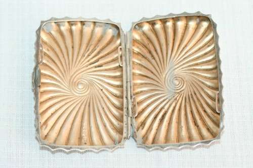 A wonderful rare antique (1888) Art Nouveau "Lawrence Emanuel" sterling silver calling card case