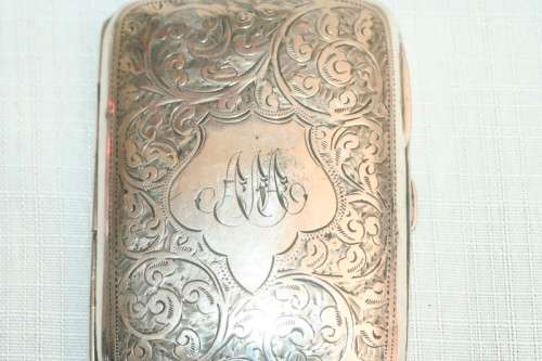 An exquisite antique (1905) hallmarked "Thomas Bishton" sterling silver engraved calling card case