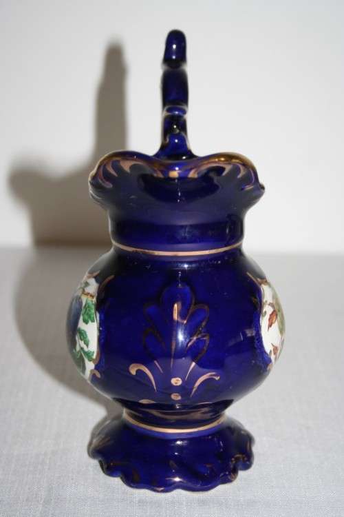 Two gorgeous vintage Portuguese made cobalt blue "Alcobaca" porcelain ornaments