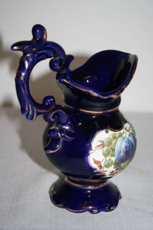 Two gorgeous vintage Portuguese made cobalt blue "Alcobaca" porcelain ornaments