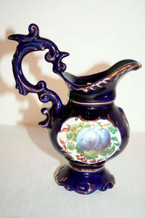 Two gorgeous vintage Portuguese made cobalt blue "Alcobaca" porcelain ornaments