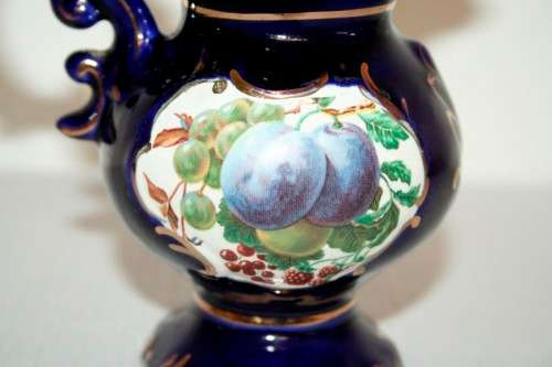 Two gorgeous vintage Portuguese made cobalt blue "Alcobaca" porcelain ornaments