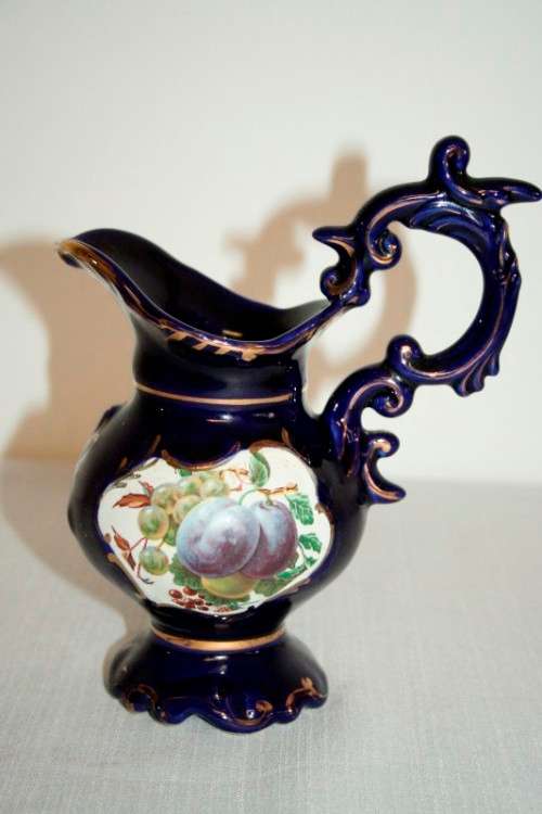 Two gorgeous vintage Portuguese made cobalt blue "Alcobaca" porcelain ornaments
