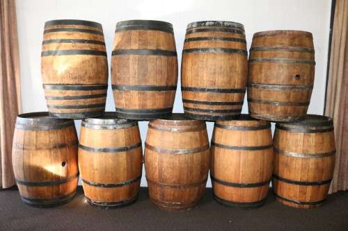 Original solid French Oak wine barrels with their original hoops in good condition!