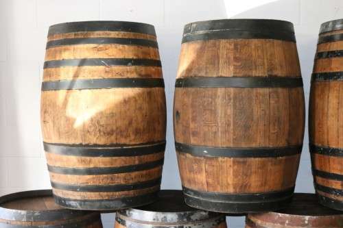Original solid French Oak wine barrels with their original hoops in good condition!