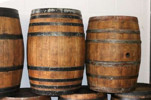 Original solid French Oak wine barrels with their original hoops in good condition!