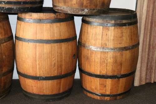 Original solid French Oak wine barrels with their original hoops in good condition!