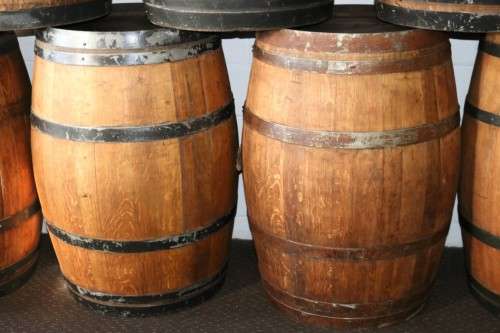 Original solid French Oak wine barrels with their original hoops in good condition!