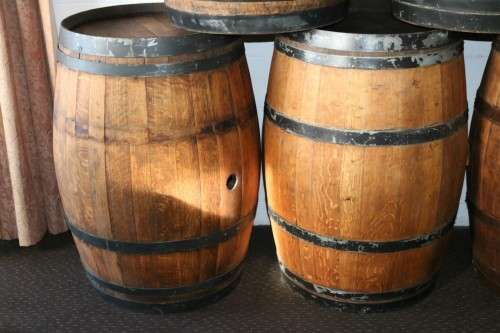Original solid French Oak wine barrels with their original hoops in good condition!