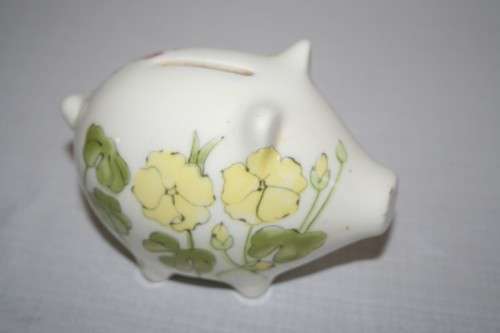 A superb original mid-century signed Ernestine Salerno hand painted Italian porcelain Piggy bank