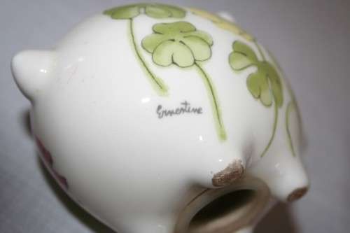 A superb original mid-century signed Ernestine Salerno hand painted Italian porcelain Piggy bank