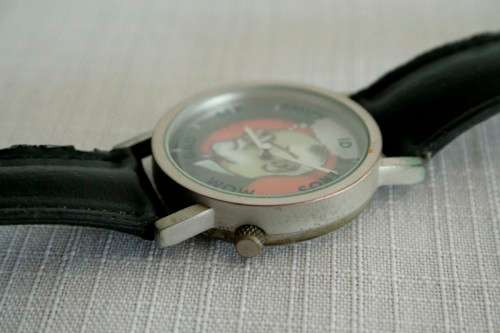 An amazing vintage Tempus-Fugit The Unemployed Philosophers Guild "Sigmund Freud" wrist watch