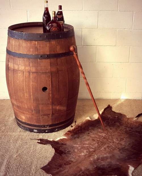 An amazing (larger) solid French Oak brandy barrel with its original hoops in good condition!