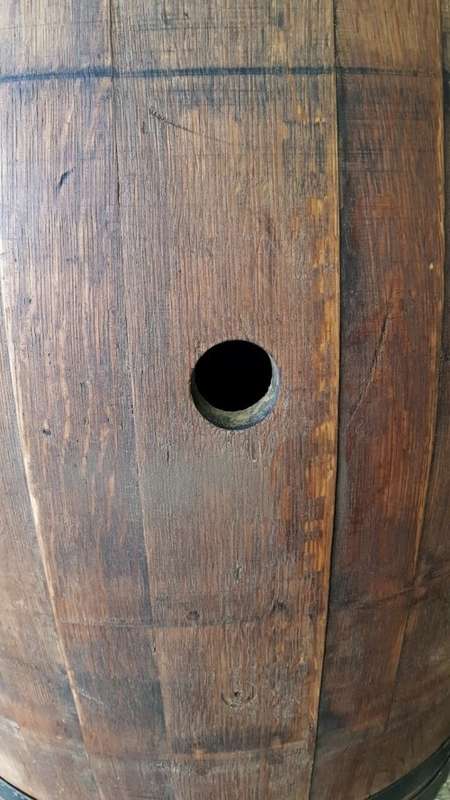 An amazing (larger) solid French Oak brandy barrel with its original hoops in good condition!