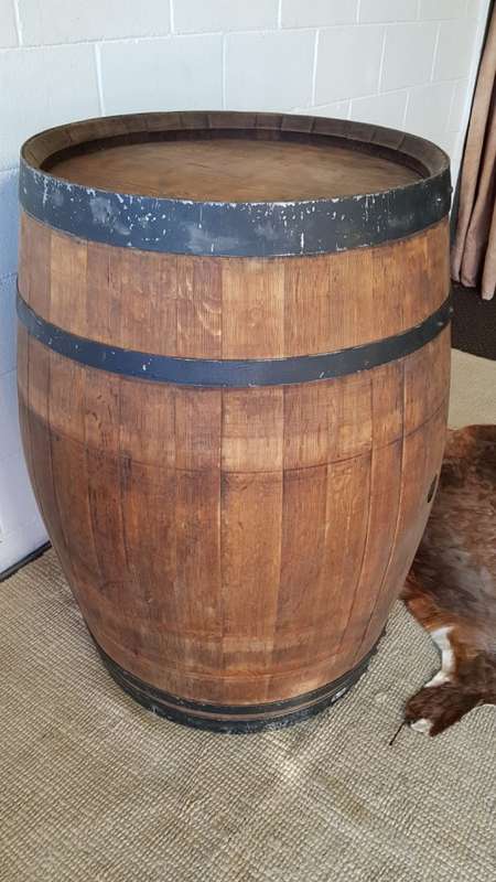 An amazing (larger) solid French Oak brandy barrel with its original hoops in good condition!