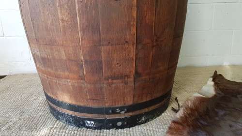An amazing (larger) solid French Oak brandy barrel with its original hoops in good condition!
